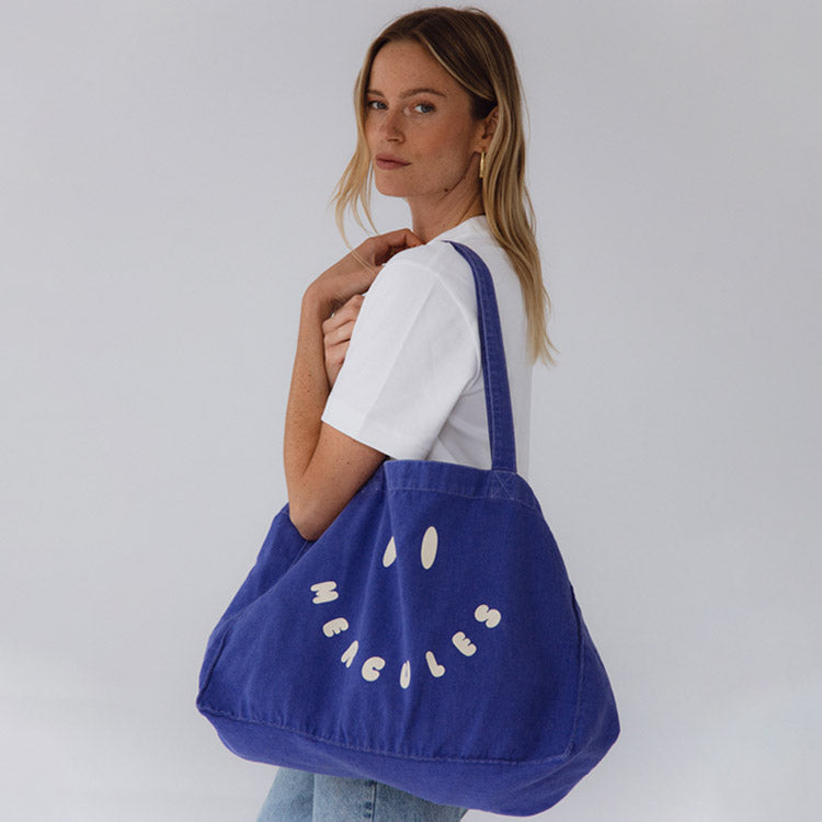 Canvas tote Smiley azul