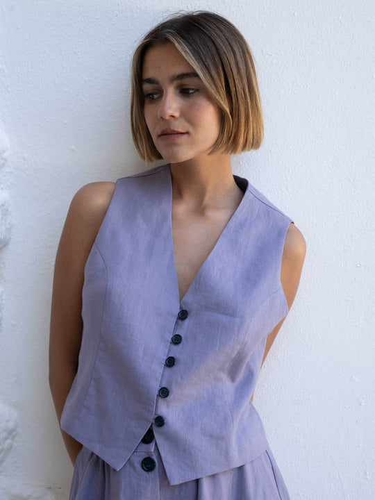 Chaleco lino lila
