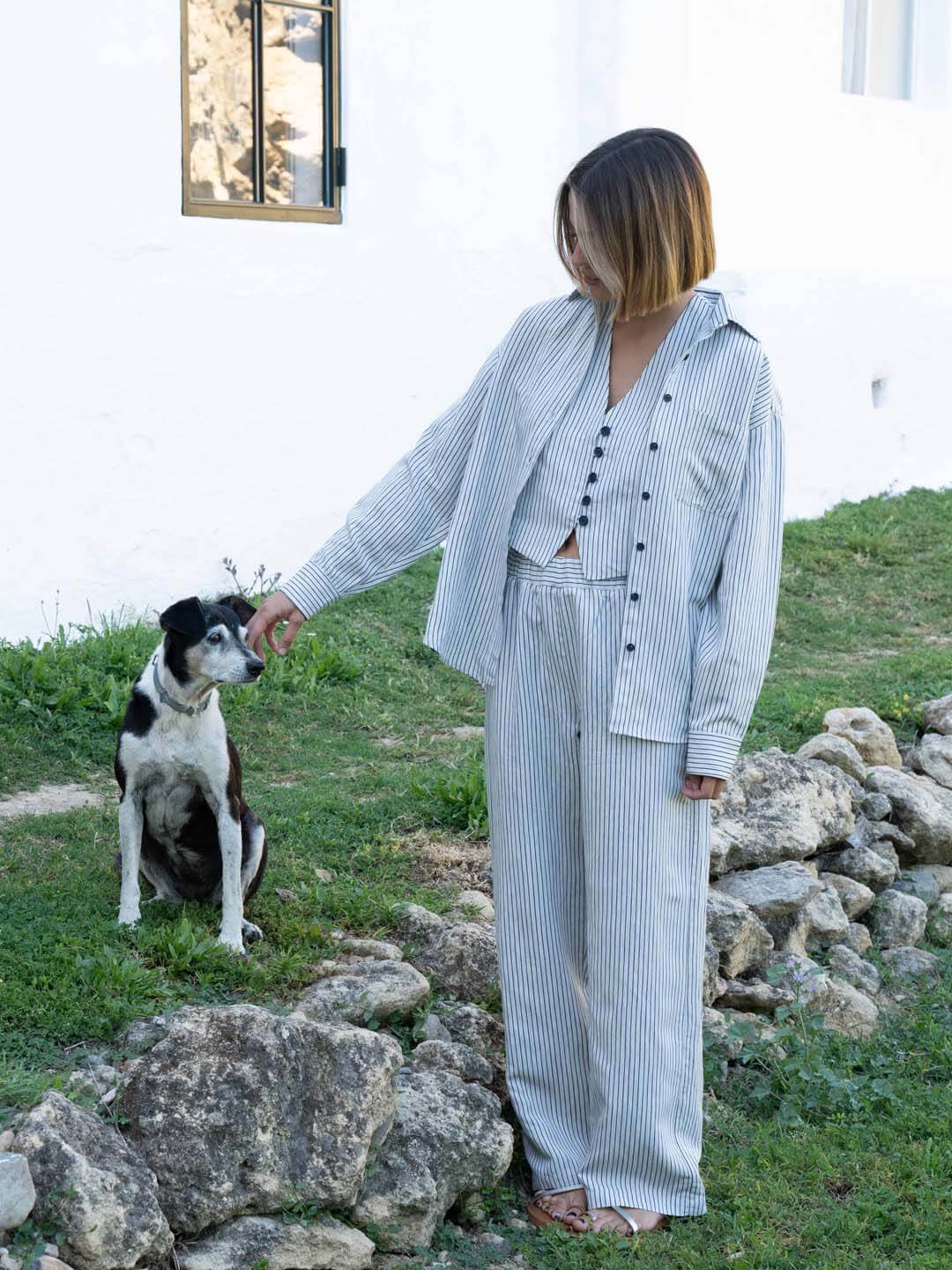 Chaleco de rayas gris