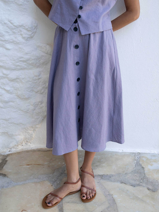 Falda lino lila