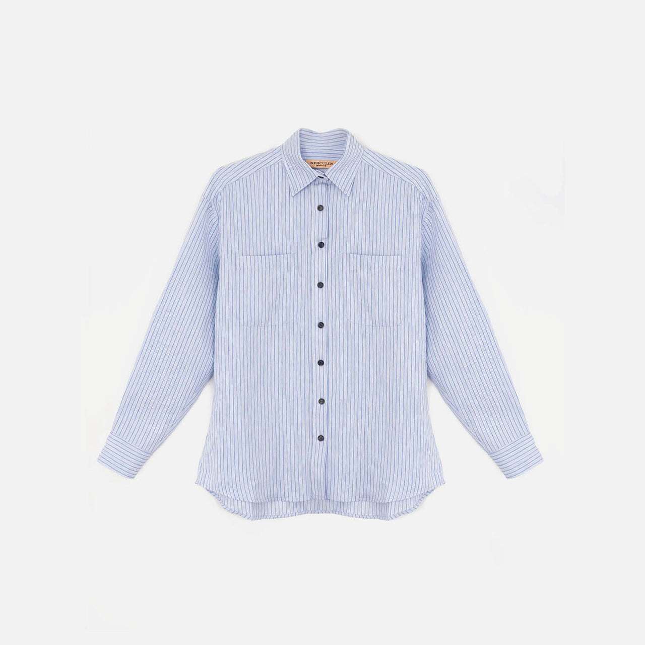 Camisa de rayas azul claro