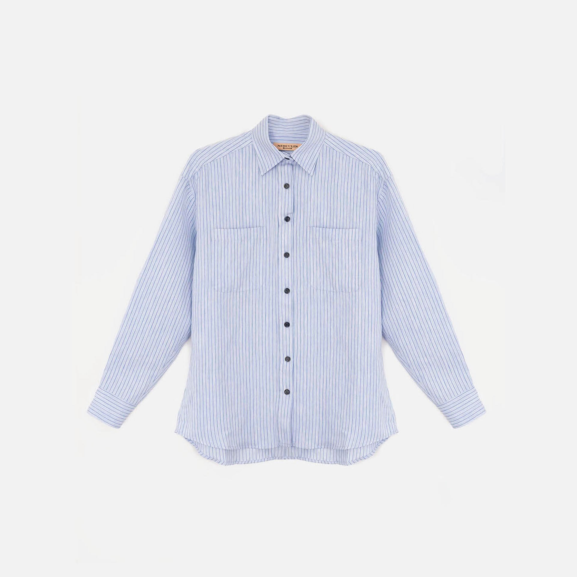 Camisa de rayas azul claro