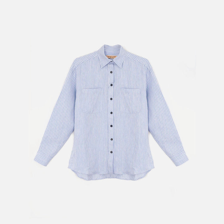 Camisa de rayas azul claro