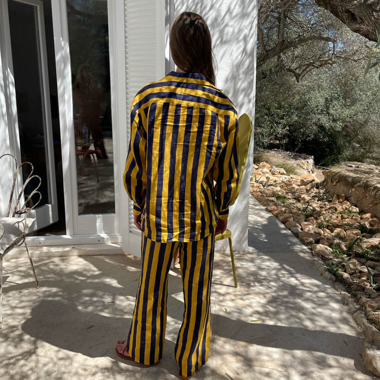 Pantalón Rayas Azul y Amarillo