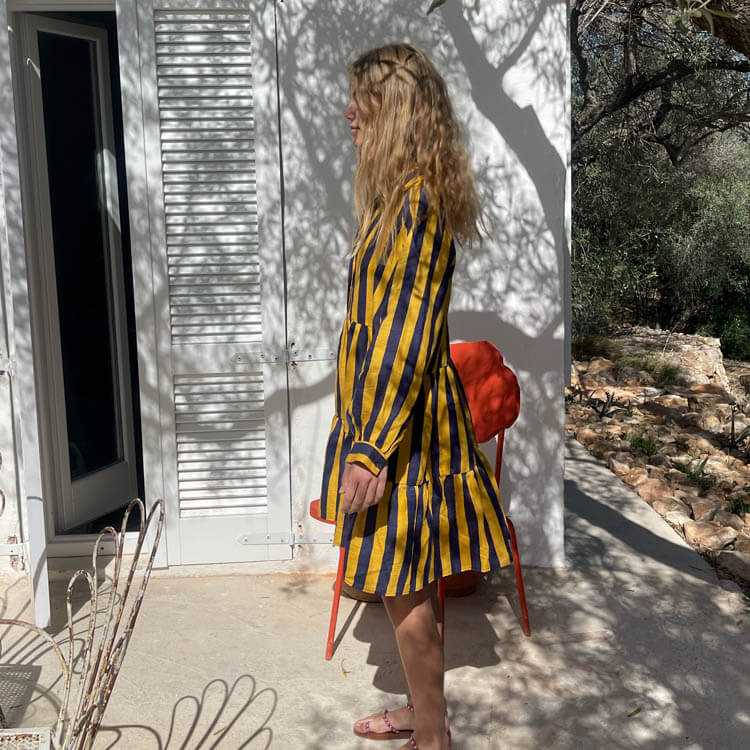 Vestido Rayas Azul y Amarillo