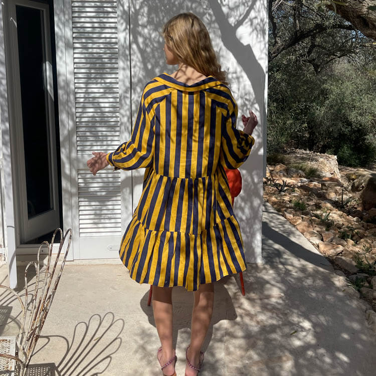 Vestido Rayas Azul y Amarillo